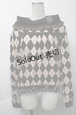 画像1: axes femme / アーガイル柄オフタートルプルオーバー  ブラウン S-25-11-26-023-AX-TO-AS-ZS