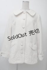 axes femme / 裾レースデザインハーフコート  アイボリー S-25-11-26-027-AX-CO-HR-ZS