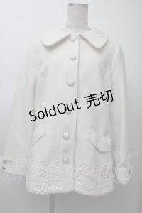 axes femme / 裾レースデザインハーフコート  アイボリー S-25-11-26-027-AX-CO-HR-ZS