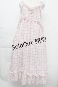 merry jenny / チェックリボンキャミワンピース  ピンク S-25-11-26-034-LO-OP-HR-ZS