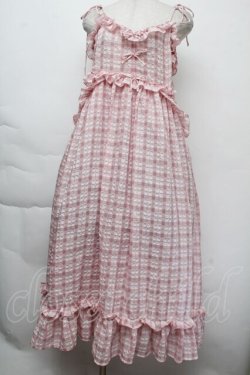 画像1: merry jenny / チェックリボンキャミワンピース  ピンク S-25-11-26-034-LO-OP-HR-ZS