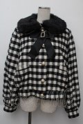 Ank Rouge / チェックドーリーショートコート  黒ｘ白 S-25-11-26-036-CA-CO-HR-ZS