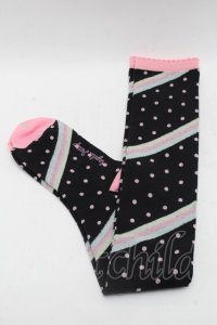 Angelic Pretty / マシュマロボーダーオーバーニー  黒 S-25-11-28-001-AP-ZA-AS-ZS