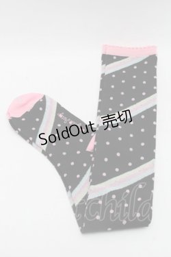 画像1: Angelic Pretty / マシュマロボーダーオーバーニー  黒 S-25-11-28-001-AP-ZA-AS-ZS