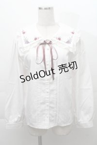 axes femme POETIQUE / ラ　レコルト刺繍襟ブラウス  白 S-25-11-28-040-AX-BL-AS-ZS