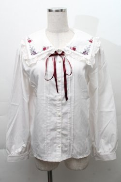 画像1: axes femme POETIQUE / ラ　レコルト刺繍襟ブラウス  白 S-25-11-28-040-AX-BL-AS-ZS