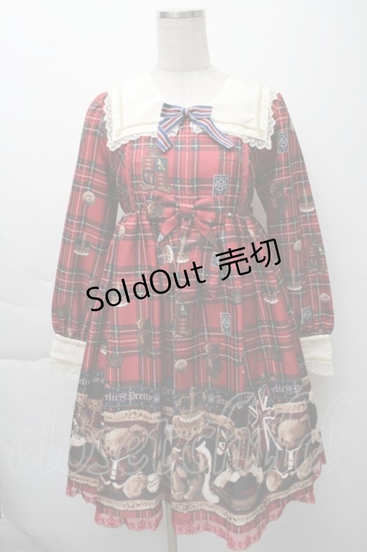 画像1: Angelic Pretty / British Bearワンピース  赤 S-25-11-28-053-AP-OP-AS-ZS (1)