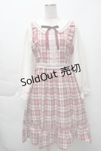 axes femme POETIQUE / チェックフリル襟付ワンピース  赤 S-25-11-28-054-AX-OP-AS-ZS