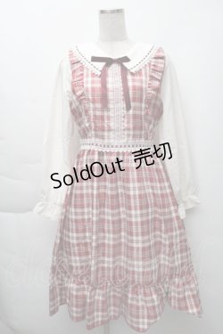 画像1: axes femme POETIQUE / チェックフリル襟付ワンピース  赤 S-25-11-28-054-AX-OP-AS-ZS