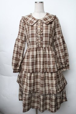 画像1: axes femme POETIQUE / ティアードフリルセーラーワンピース  ブラウン S-25-11-28-058-AX-OP-AS-ZS