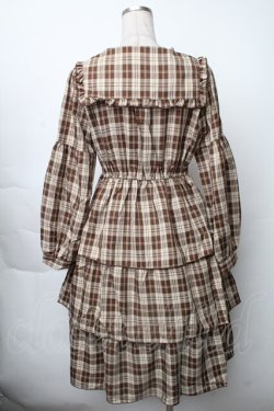 画像2: axes femme POETIQUE / ティアードフリルセーラーワンピース  ブラウン S-25-11-28-058-AX-OP-AS-ZS