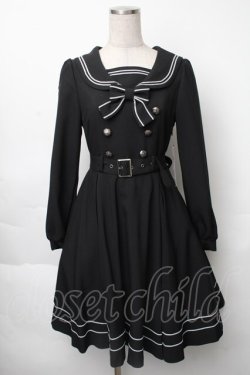 画像1: metamorphose / 長袖セーラーリボンワンピース(無地)  黒ｘ白 S-25-11-28-061-ME-OP-AS-ZS