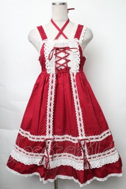 画像1: BABY,THE STARS SHINE BRIGHT / ベビードールジャンパースカート＆プリンセスドロップヘッドドレスセット  エンジ S-25-11-28-064-BA-OP-AS-ZS