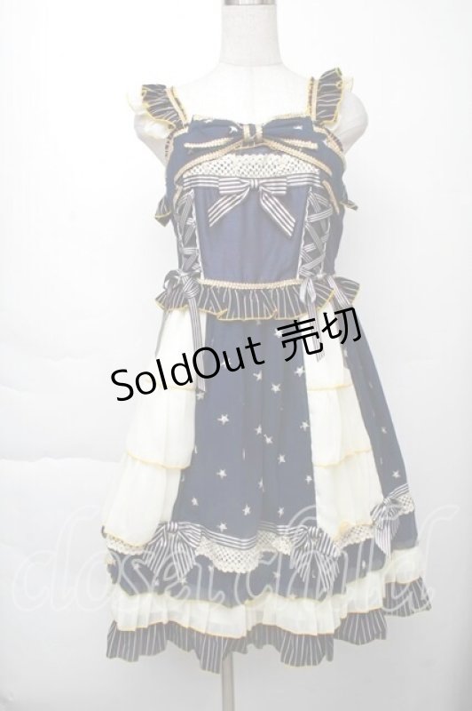 画像1: BABY,THE STARS SHINE BRIGHT / Etoile Filante  お星さまに願いを ジャンパースカート  紺 S-25-11-28-1051-BA-OP-AS-ZS (1)