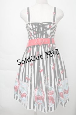 画像1: Angelic Pretty / Cherry Stampジャンパースカート  黒ｘ白 S-25-11-28-1052-AP-OP-AS-ZS