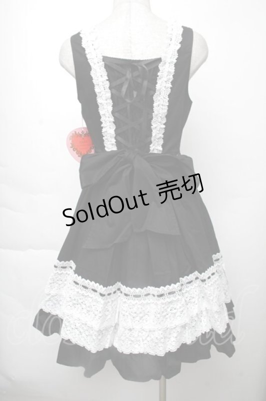 画像2: BABY,THE STARS SHINE BRIGHT / レースフリルジャンパースカート  黒 S-25-11-28-1053-BA-OP-AS-ZS (2)