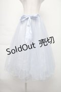 axes femme POETIQUE / リボン付レース×チュールスカート  サックス S-25-11-28-1060-AX-SK-AS-ZS