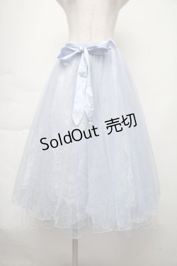 画像1: axes femme POETIQUE / リボン付レース×チュールスカート  サックス S-25-11-28-1060-AX-SK-AS-ZS