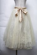 axes femme POETIQUE / リボン付レース×チュールスカート  イエロー S-25-11-28-1061-AX-SK-AS-ZS