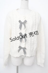 melume / 3連リボンカーディガン  オフ S-25-11-28-1013-LO-TO-AS-ZS