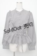 FLC / 皆方由衣コラボペプラムブラウス  グレー S-25-11-28-1021-LO-BL-AS-ZS