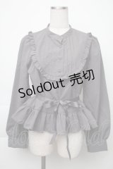 FLC / 皆方由衣コラボペプラムブラウス  グレー S-25-11-28-1021-LO-BL-AS-ZS