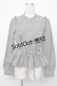 FLC / 皆方由衣コラボペプラムブラウス  グレー S-25-11-28-1021-LO-BL-AS-ZS
