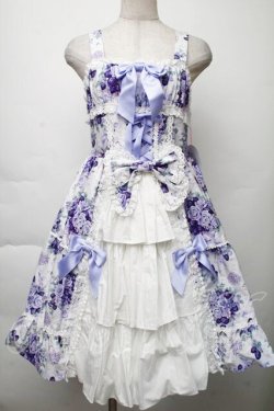 画像1: BABY,THE STARS SHINE BRIGHT / シュガーブーケ〜永遠の乙女の憧れ〜柄ジャンパースカートIII  ラベンダー S-25-11-28-1028-BA-OP-AS-ZS