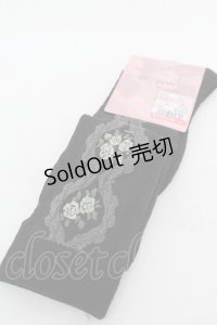 m petit by misako / ECAMOVKバラレースソックス  黒 S-25-11-28-1005-LO-ZA-AS-ZS