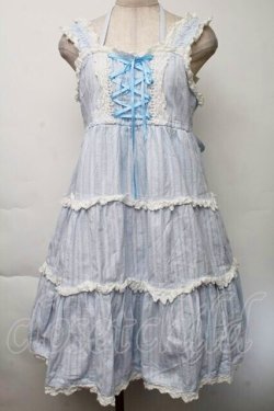 画像1: BABY,THE STARS SHINE BRIGHT / からみ3段ティアードジャンパースカート  サックス S-25-11-28-1037-BA-OP-AS-ZS