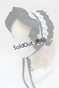 画像1: metamorphose / フリルブリム付ヘッドドレス  黒ｘ白 S-25-11-28-018-ME-AC-AS-ZS