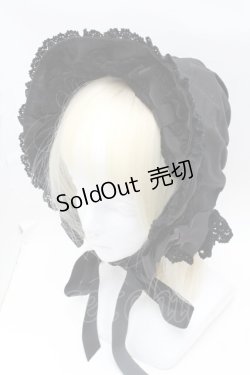 画像1: BABY,THE STARS SHINE BRIGHT / トーションレースのフルボンネット  黒 S-25-11-28-031-BA-AC-AS-ZS