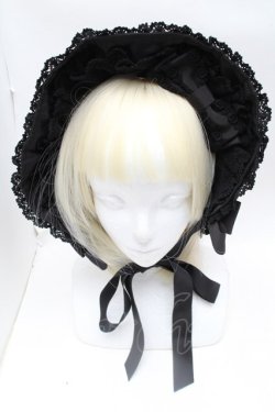 画像2: BABY,THE STARS SHINE BRIGHT / トーションレースのフルボンネット  黒 S-25-11-28-031-BA-AC-AS-ZS