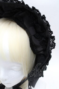 画像4: BABY,THE STARS SHINE BRIGHT / トーションレースのフルボンネット  黒 S-25-11-28-031-BA-AC-AS-ZS