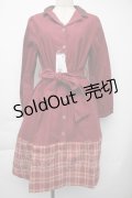 axes femme / チェックバイカラーシャツワンピース  ワイン S-25-11-30-035-AX-OP-HR-ZT512