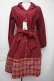 画像1: axes femme / チェックバイカラーシャツワンピース  ワイン S-25-11-30-035-AX-OP-HR-ZS (1)
