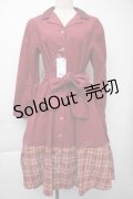 axes femme / チェックシャツワンピース  ワイン S-25-11-30-036-AX-OP-HR-ZS