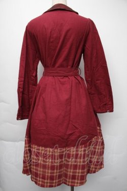 画像2: axes femme / チェックシャツワンピース  ワイン S-25-11-30-036-AX-OP-HR-ZS