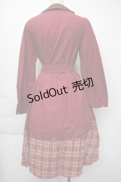 画像2: axes femme / チェックシャツワンピース  ワイン S-25-11-30-036-AX-OP-HR-ZS