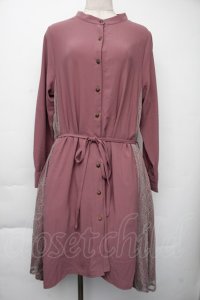 axes femme / サイドレース切替ワンピース  ピンク S-25-11-30-037-AX-BL-HR-ZS