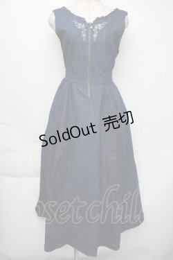 画像1: axes femme / バラ刺繍ジャンスカ  インディゴ S-25-11-30-042-AX-OP-HR-ZS