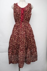 axes femme / ヴィンテージ花柄ワンピース  ワイン S-25-11-30-044-AX-OP-HR-ZS