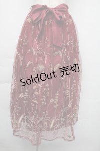 axes femme / ボタニカル刺繍スカート  ワイン S-25-11-30-049-AX-SK-AS-ZS