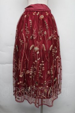 画像2: axes femme / ボタニカル刺繍スカート  ワイン S-25-11-30-049-AX-SK-AS-ZS