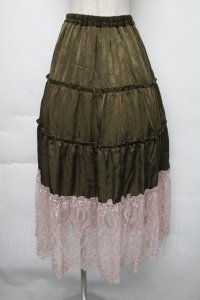 axes femme / 裾レースティアードスカート  カーキ S-25-11-30-056-AX-OP-HR-ZS