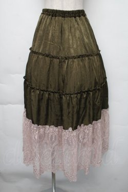 画像1: axes femme / 裾レースティアードスカート  カーキ S-25-11-30-056-AX-OP-HR-ZS