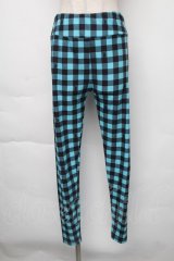 NieR Clothing / チェックレギンスパンツ  黒ｘブルー S-25-11-30-057-PU-PA-HR-ZT044