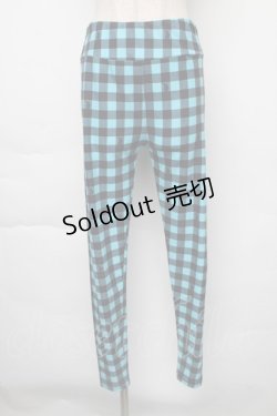 画像1: 【SALE】NieR CLOTHING / チェックレギンスパンツ  黒ｘブルー S-25-11-30-057-PU-PA-HR-ZT044
