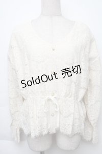 axes femme / 総レースキャンディ袖プルオーバー  キナリ S-25-11-30-006-AX-BL-HR-ZS