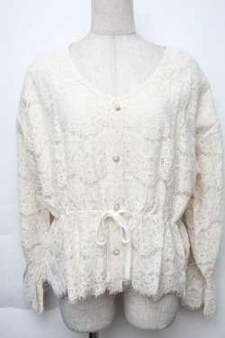 画像1: axes femme / 総レースキャンディ袖プルオーバー  キナリ S-25-11-30-006-AX-BL-HR-ZS